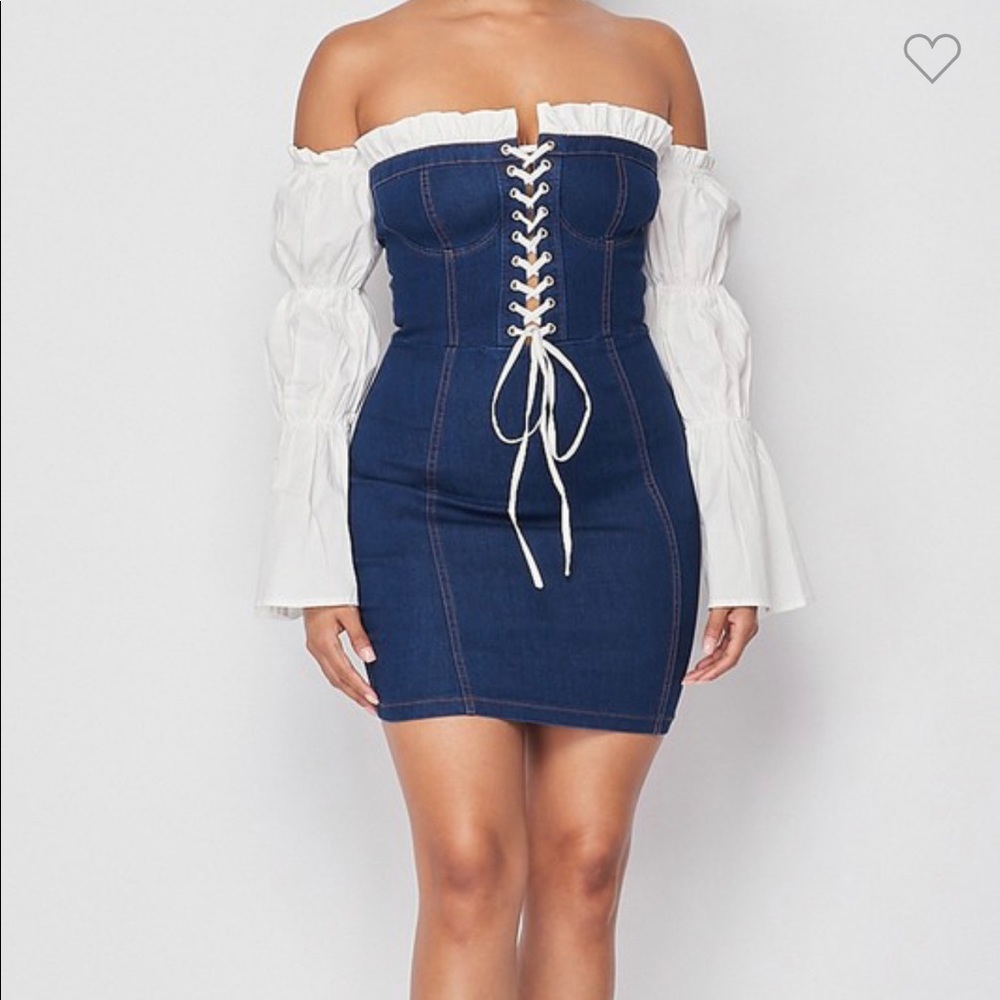 Corset mini denim dress